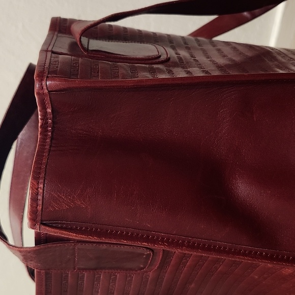 Valentino Burgundy Embossed Tote - Picture 2 of 11
